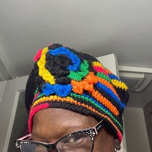 Handmade crocheted chunky flower crown hat Large